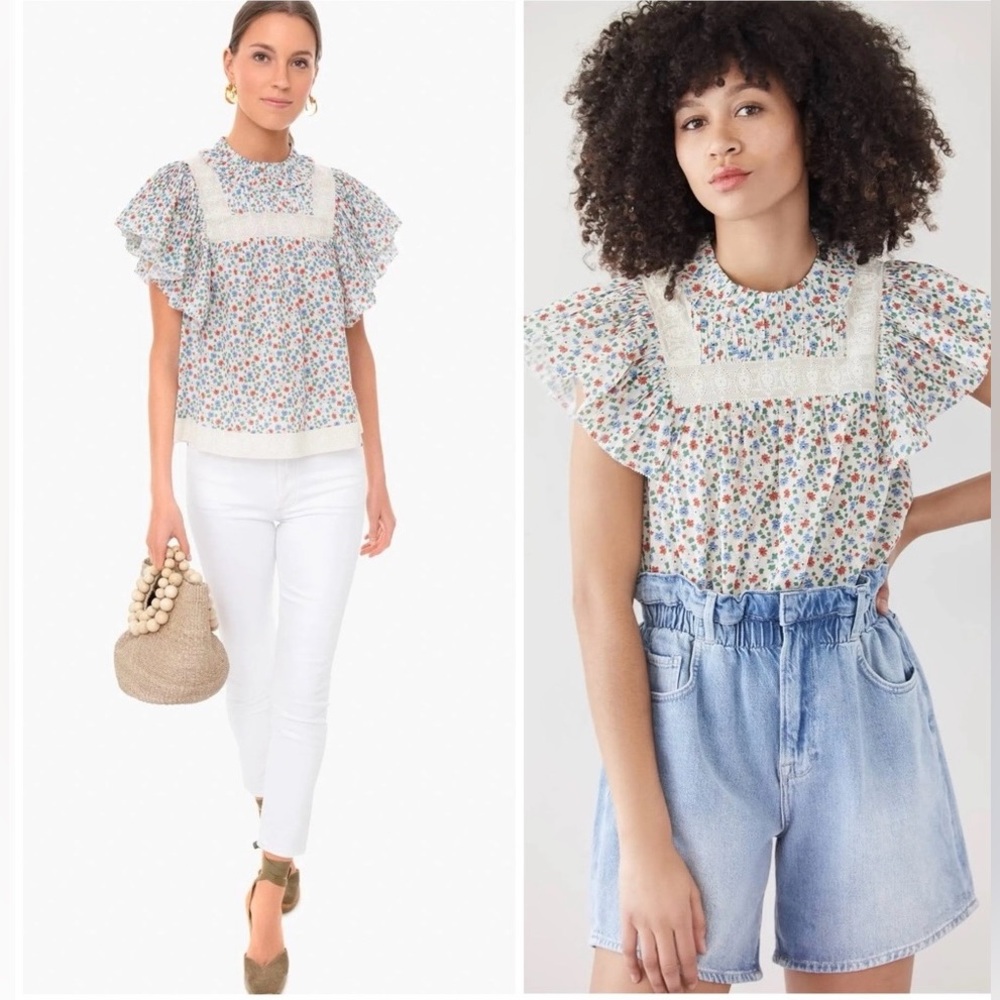 Multi Bubbie Ditsy Short Sleeve Top*
